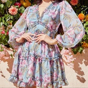 Multicolored Blue Base Flattering mini/midi Open Back Dress